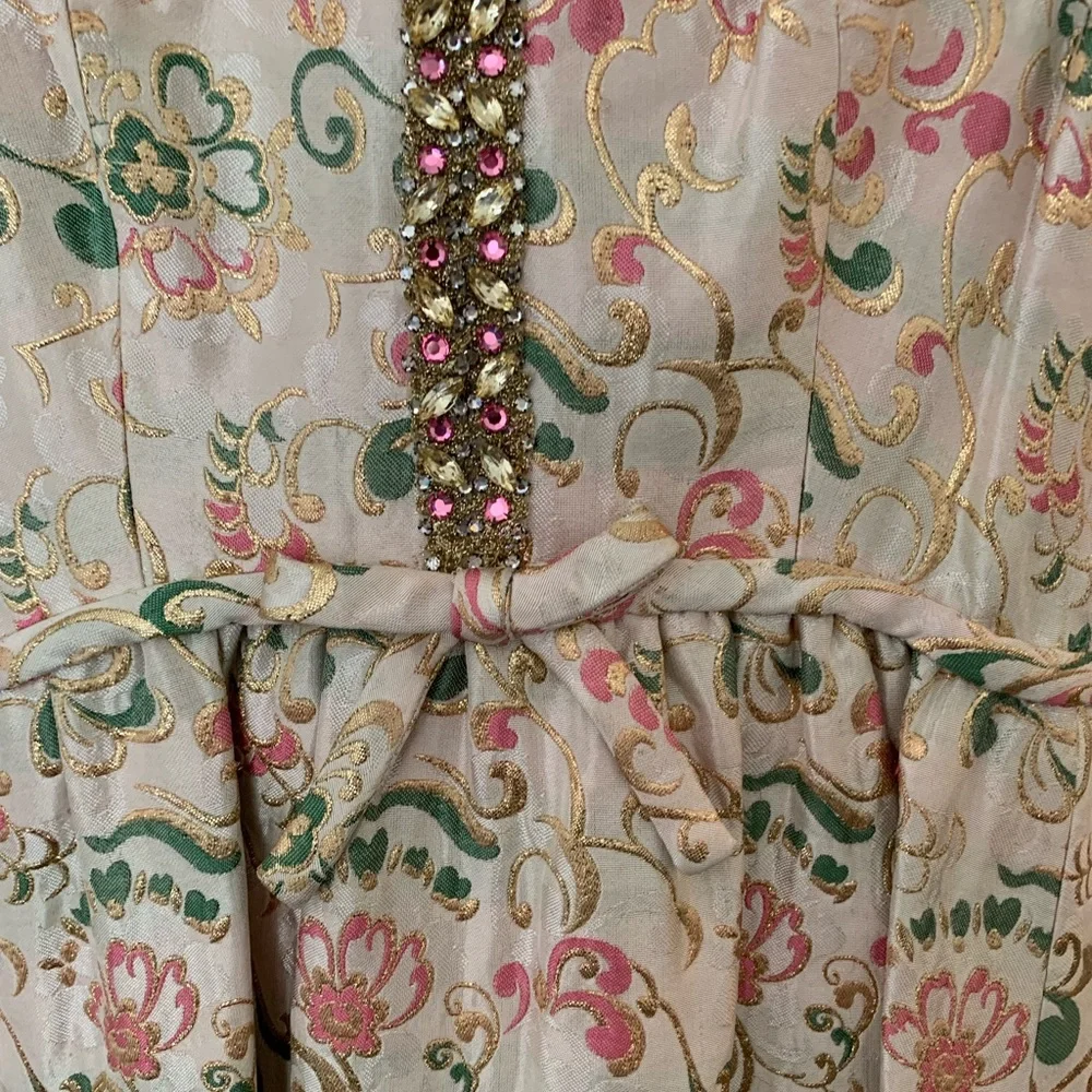 VTG 1950’s Porter’s Madison Ave at 62nd Street Brocade Rhinestone Party Dress - Picture 6 of 15